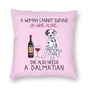 Wine and Dalmatian Mom Love Cushion Cover-Home Decor-Cushion Cover, Dalmatian, Dogs, Home Decor-2