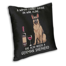Load image into Gallery viewer, Wine and German Shepherd Mom Love Cushion Covers-Home Decor-Cushion Cover, Dogs, German Shepherd, Home Decor-6