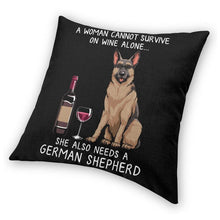 Load image into Gallery viewer, Wine and German Shepherd Mom Love Cushion Covers-Home Decor-Cushion Cover, Dogs, German Shepherd, Home Decor-7