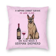 Load image into Gallery viewer, Wine and German Shepherd Mom Love Cushion Covers-Home Decor-Cushion Cover, Dogs, German Shepherd, Home Decor-9