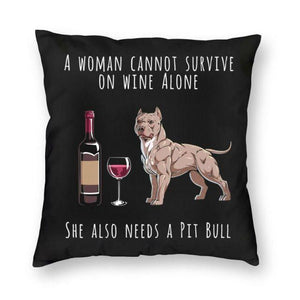 Wine and Pit Bull Mom Love Cushion Cover-Home Decor-American Pit Bull Terrier, Cushion Cover, Dogs, Home Decor, Staffordshire Bull Terrier-2