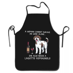 Wine and Poodle Love Unisex Aprons-Accessories-Accessories, Apron, Dogs, Poodle-Lagotto Romagnolo-22
