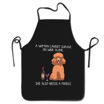 Wine And Poodle Love Unisex Aprons 360x