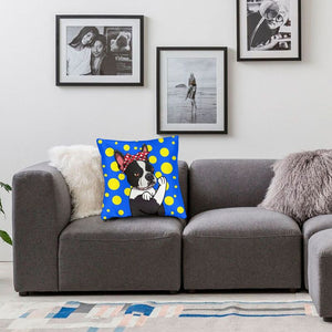 Yellow Polka-Dotted Boston Terrier Cushion Cover-Home Decor-Boston Terrier, Cushion Cover, Dogs, Home Decor-5