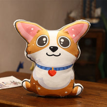 Load image into Gallery viewer, Image of a super cute Corgi plush toy with puppy eyes and red heart collar