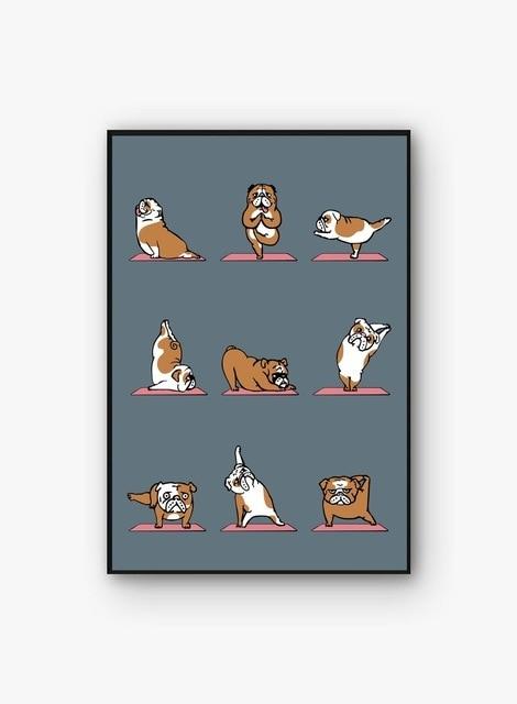 Yoga and English Bulldog Love Canvas Print Poster-Home Decor-Dogs, English Bulldog, Home Decor, Poster-15.7” Width x 25.6” Height-English Bulldog-1