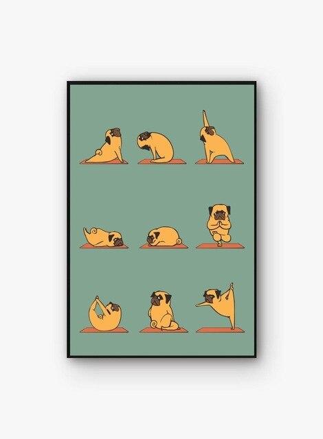 Yoga and Fawn Pug Love Canvas Print Poster-Home Decor-Dogs, Home Decor, Poster, Pug-17.7” Width x 23.6” Height-Pug - Fawn-1