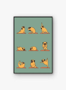 Yoga and Fawn Pug Love Canvas Print Poster-Home Decor-Dogs, Home Decor, Poster, Pug-2