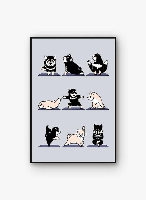 Yoga and Shiba Inu Love Canvas Print Poster-Home Decor-Dogs, Home Decor, Poster, Shiba Inu-17.7” Width x 23.6” Height-Shiba Inu-1