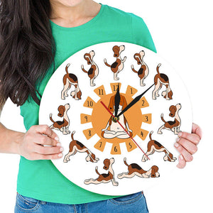 Yoga Beagle Love Wall Clock-Home Decor-Beagle, Dogs, Home Decor, Wall Clock-10