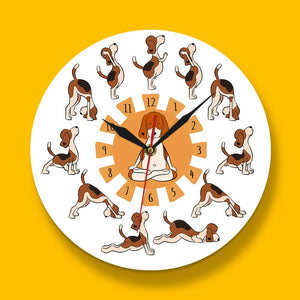 Yoga Beagle Love Wall Clock-Home Decor-Beagle, Dogs, Home Decor, Wall Clock-12