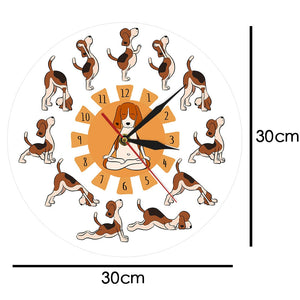 Yoga Beagle Love Wall Clock-Home Decor-Beagle, Dogs, Home Decor, Wall Clock-16