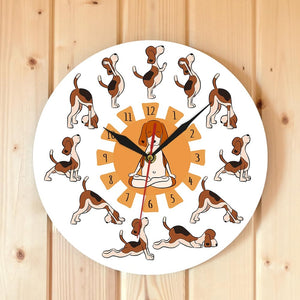 Yoga Beagle Love Wall Clock-Home Decor-Beagle, Dogs, Home Decor, Wall Clock-4
