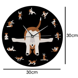 Yoga Beagle Love Wall Clock - Black-Home Decor-Beagle, Dogs, Home Decor, Wall Clock-11