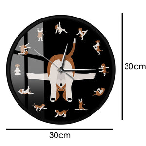 Yoga Beagle Love Wall Clock - Black-Home Decor-Beagle, Dogs, Home Decor, Wall Clock-12
