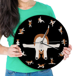 Yoga Beagle Love Wall Clock - Black-Home Decor-Beagle, Dogs, Home Decor, Wall Clock-13