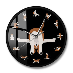 Yoga Beagle Love Wall Clock - Black-Home Decor-Beagle, Dogs, Home Decor, Wall Clock-21