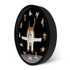 Yoga Beagle Love Wall Clock - Black-Home Decor-Beagle, Dogs, Home Decor, Wall Clock-22