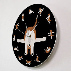 Yoga Beagle Love Wall Clock - Black-Home Decor-Beagle, Dogs, Home Decor, Wall Clock-23
