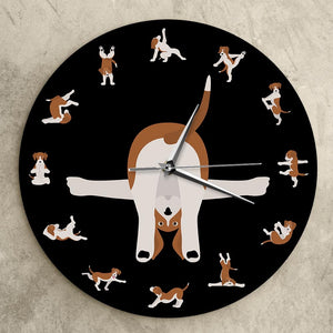 Yoga Beagle Love Wall Clock - Black-Home Decor-Beagle, Dogs, Home Decor, Wall Clock-24