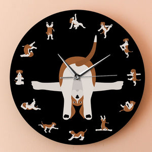 Yoga Beagle Love Wall Clock - Black-Home Decor-Beagle, Dogs, Home Decor, Wall Clock-7