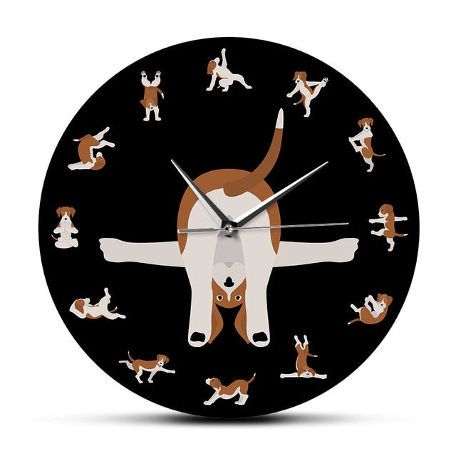 Yoga Beagle Love Wall Clock - Black-Home Decor-Beagle, Dogs, Home Decor, Wall Clock-No Frame-1