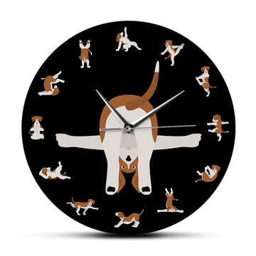 Yoga Beagle Love Wall Clock Black 360x