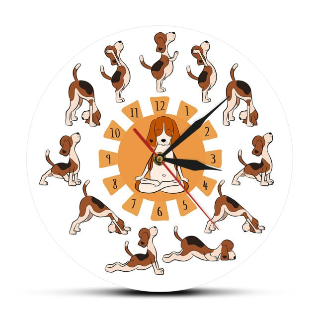 Yoga Beagle Love Wall Clock-Home Decor-Beagle, Dogs, Home Decor, Wall Clock-No Frame-1