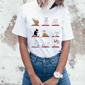 Yoga Bull Terrier Womens T Shirt-Apparel-Apparel, Bull Terrier, Dogs, T Shirt, Z1-7