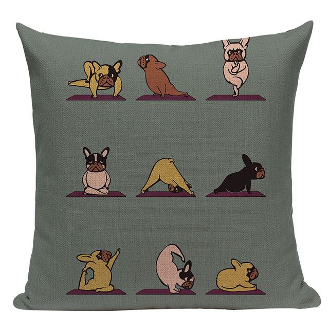 Yoga French Bulldog Cushion CoverCushion CoverOne SizeFrench Bulldog