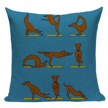 Yoga Husky Cushion CoverCushion CoverOne SizeDachshund - Blue BG