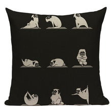 Load image into Gallery viewer, Yoga Rottweiler Cushion CoverCushion CoverOne SizePug - Black BG