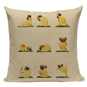 Yoga Shiba Inu Cushion Cover-Cushion Cover-Cushion Cover, Dogs, Home Decor, Shiba Inu-One Size-Pug - Cream BG-24