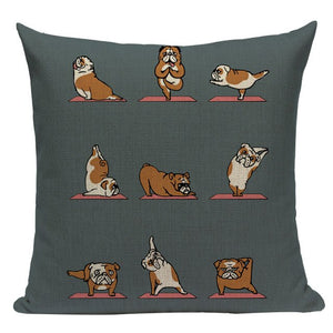 Yoga Shiba Inu Cushion Cover-Cushion Cover-Cushion Cover, Dogs, Home Decor, Shiba Inu-One Size-English Bulldog-7