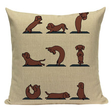 Load image into Gallery viewer, Yoga Shiba Inu Cushion Cover-Cushion Cover-Cushion Cover, Dogs, Home Decor, Shiba Inu-One Size-Dachshund - Cream BG-8