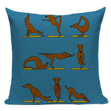 Load image into Gallery viewer, Yoga Shiba Inu Cushion Cover-Cushion Cover-Cushion Cover, Dogs, Home Decor, Shiba Inu-One Size-Dachshund - Blue BG-9