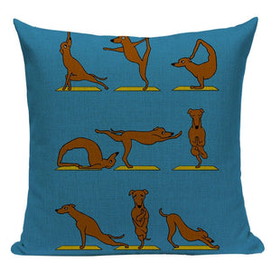 Yoga Shiba Inu Cushion Cover-Cushion Cover-Cushion Cover, Dogs, Home Decor, Shiba Inu-One Size-Dachshund - Blue BG-9