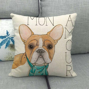 You Had Me at Woof English Bulldog Cushion Cover-Home Decor-Cushion Cover, Dogs, English Bulldog, Home Decor-French Bulldog - Mon Amour-14